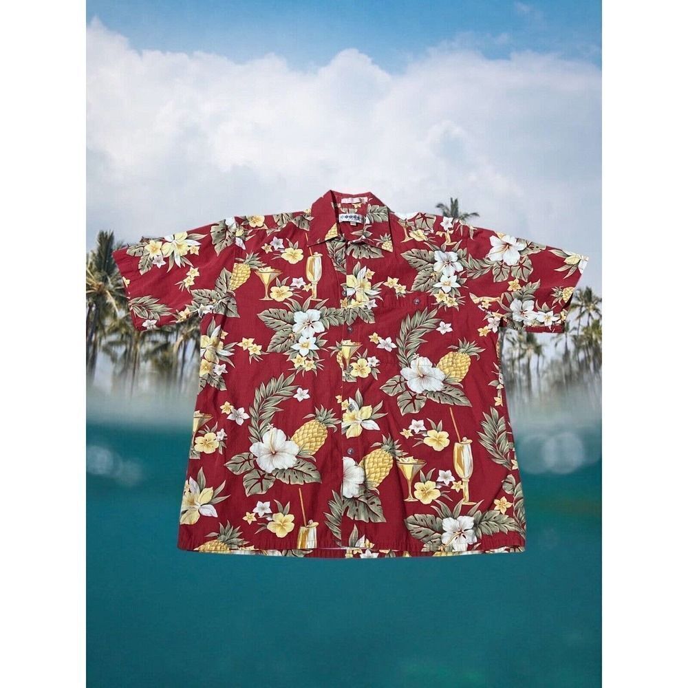 Campia Hawaiian Shirt Red Floral